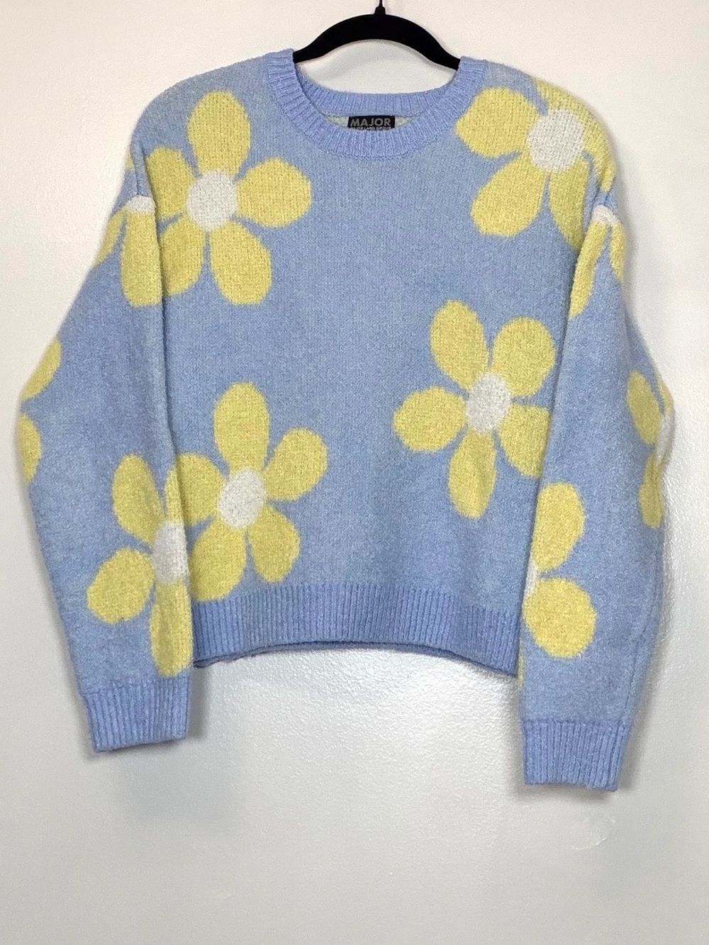 Pastel Blue Floral Crewneck Sweater